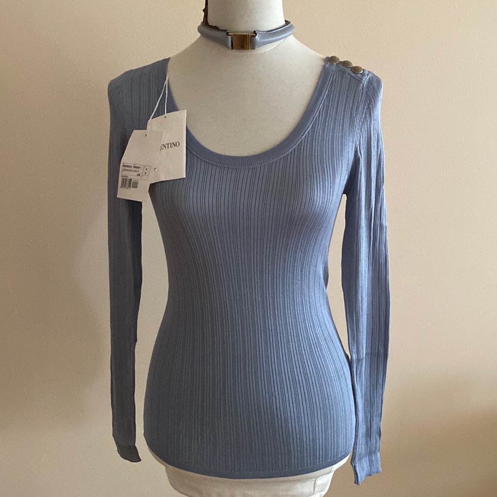 Nwt Auth Valentino Knitted Top/Sweater/Blouse 100% Silk Sz S/6-Us/42 Italy
